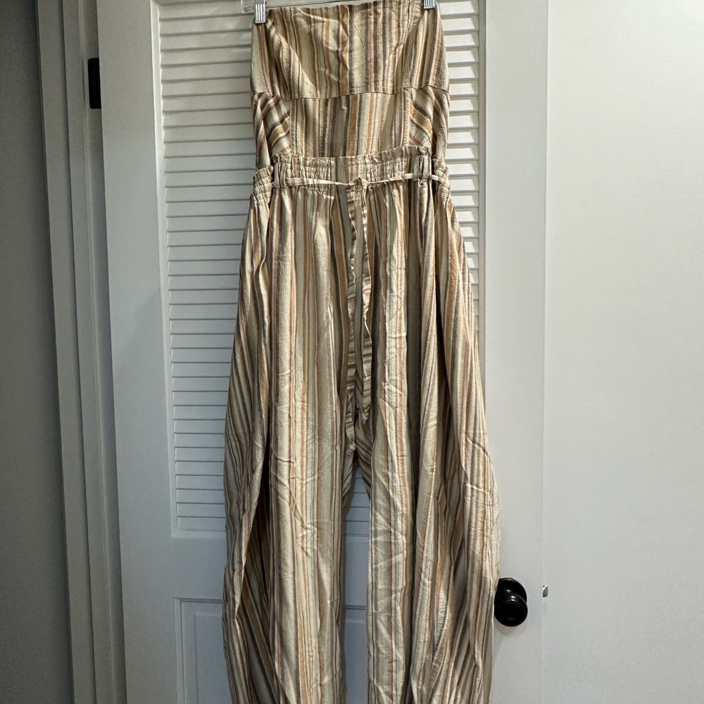 Free People Striped Strapless Jumpsuit